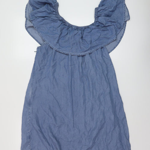 FOREVER 21 Womens Blue Lyocell A-Line Size 22 Round Neck Zip