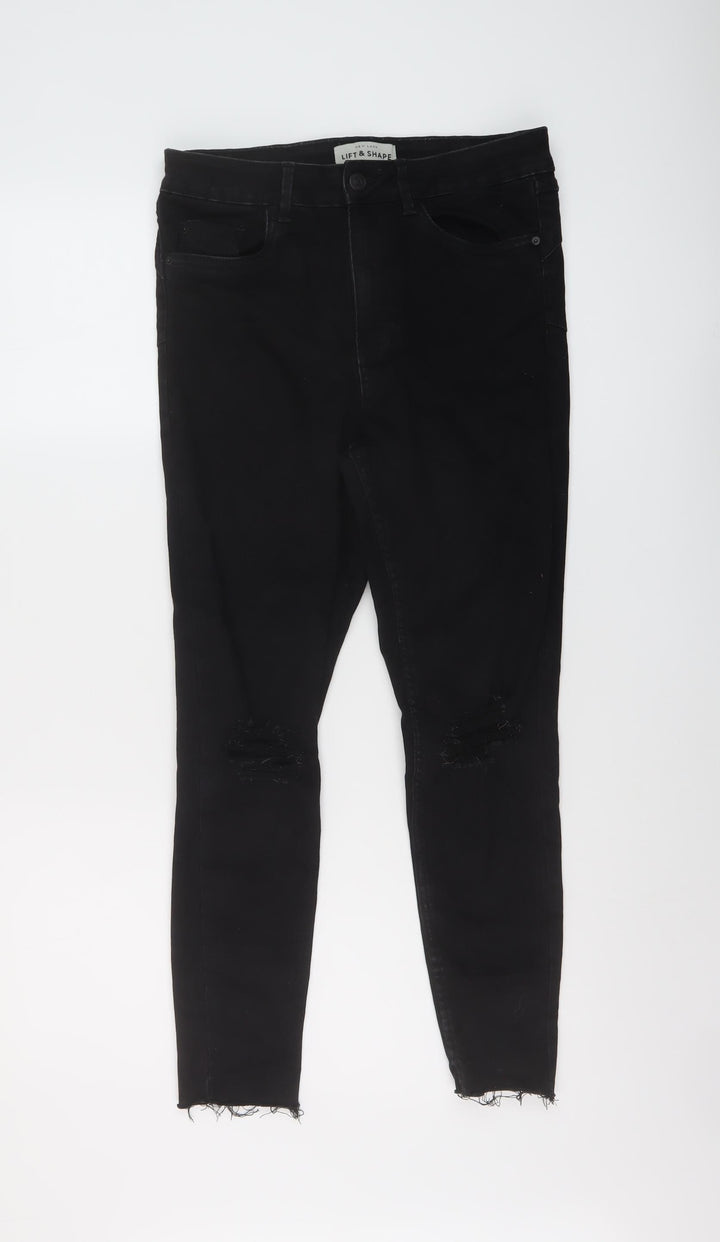 New Look Womens Black Cotton Skinny Jeans Size 10 L25 in Regular Button