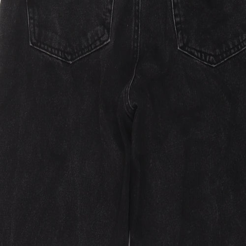 Bershka Womens Grey Cotton Wide-Leg Jeans Size 6 L22 in Regular Button