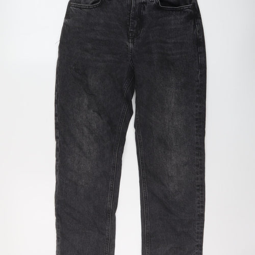 Topshop Womens Grey Cotton Straight Jeans Size 26 in L26 in Regular Button