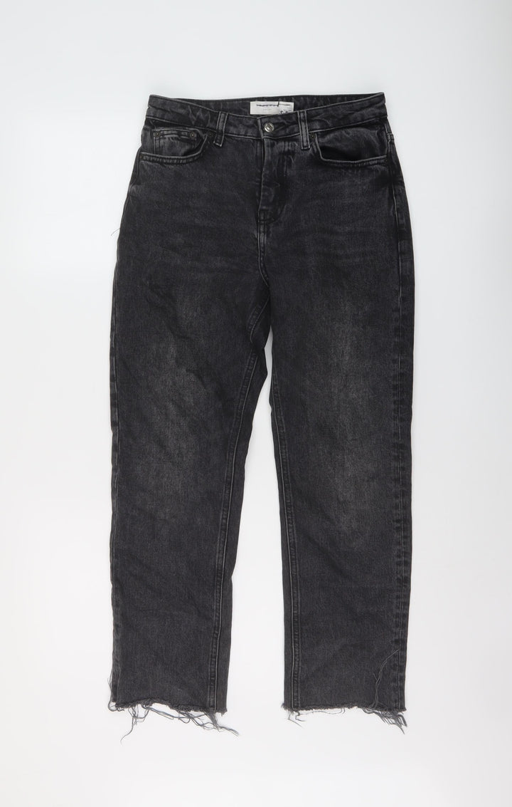 Topshop Womens Grey Cotton Straight Jeans Size 26 in L26 in Regular Button