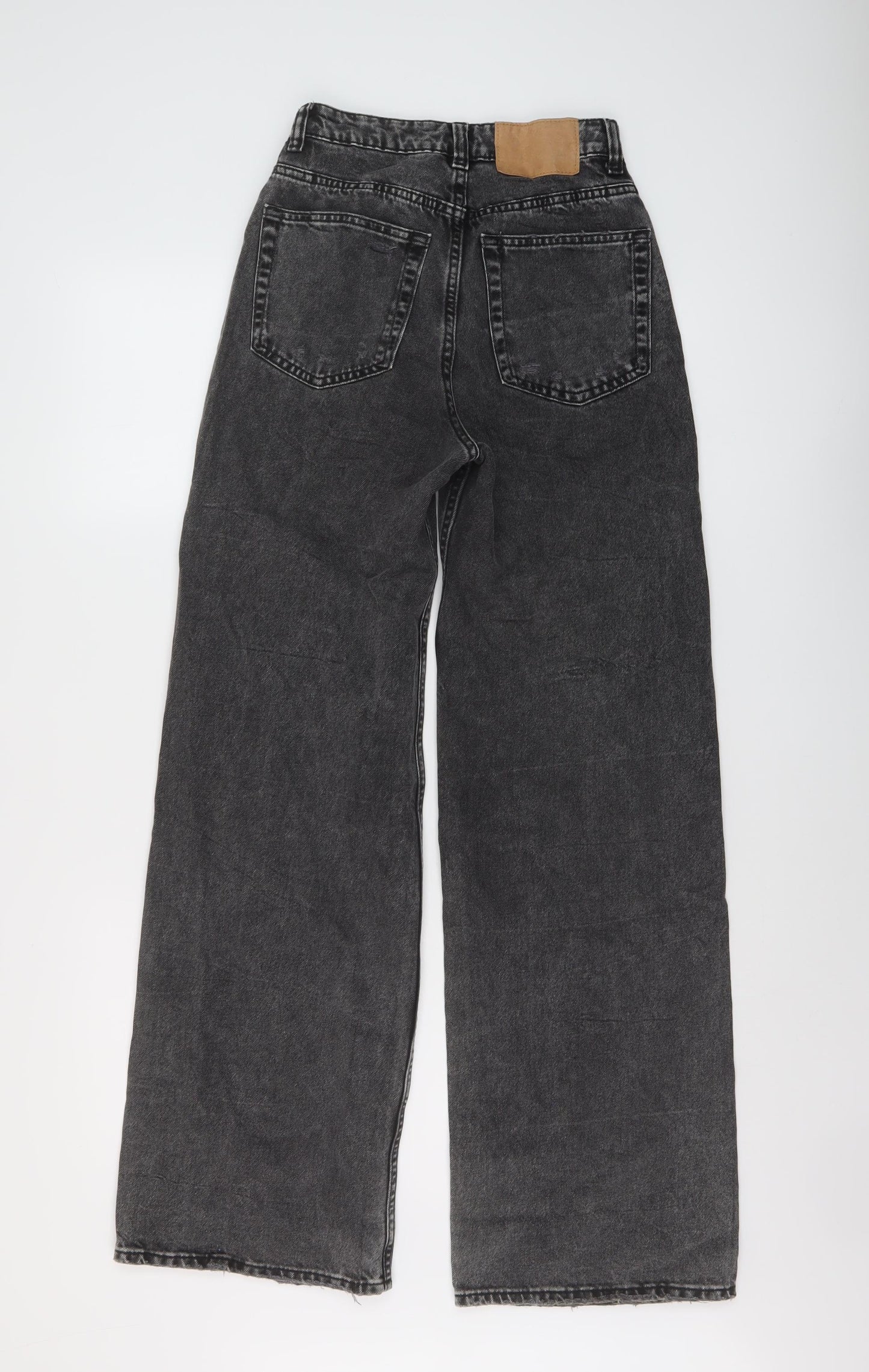 H&M Womens Grey Cotton Wide-Leg Jeans Size 4 L30 in Regular Button