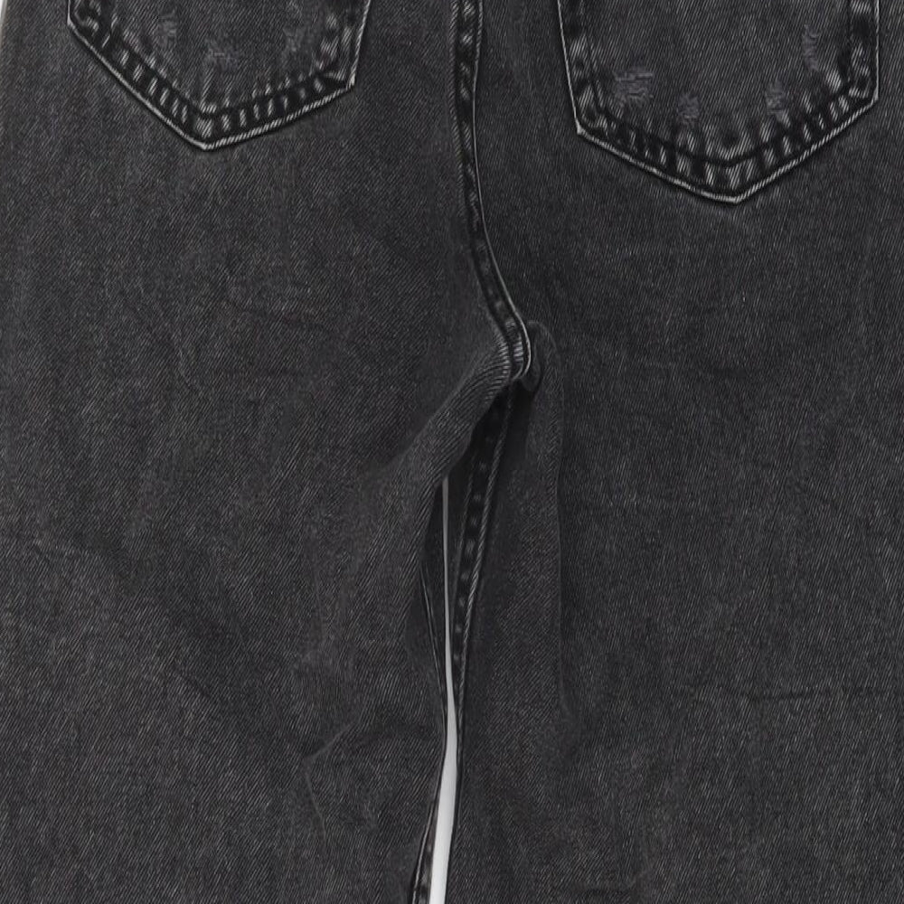 H&M Womens Grey Cotton Wide-Leg Jeans Size 4 L30 in Regular Button