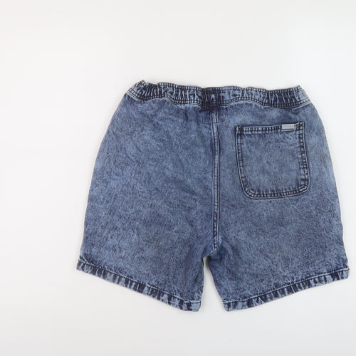 Pull&Bear Womens Blue Cotton Basic Shorts Size M L7 in Regular Drawstring