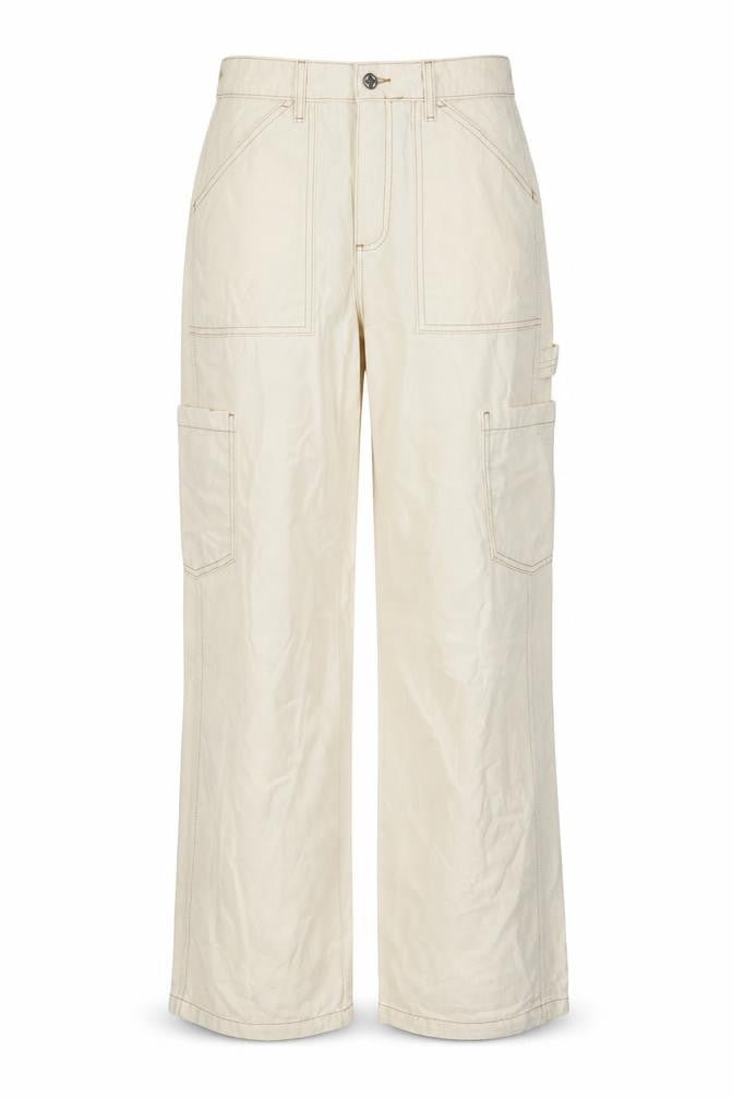 Denim & Co. Womens Beige Cotton Wide-Leg Jeans Size 10 L31 in Regular Button