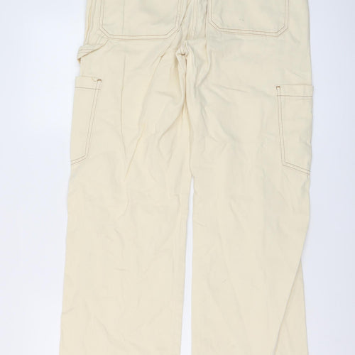 Denim & Co. Womens Beige Cotton Wide-Leg Jeans Size 10 L31 in Regular Button