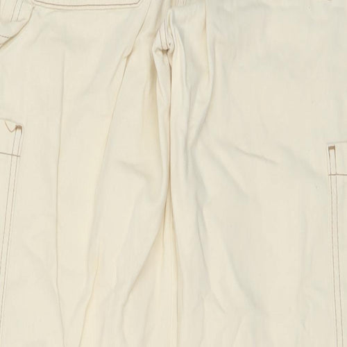 Denim & Co. Womens Beige Cotton Wide-Leg Jeans Size 10 L31 in Regular Button