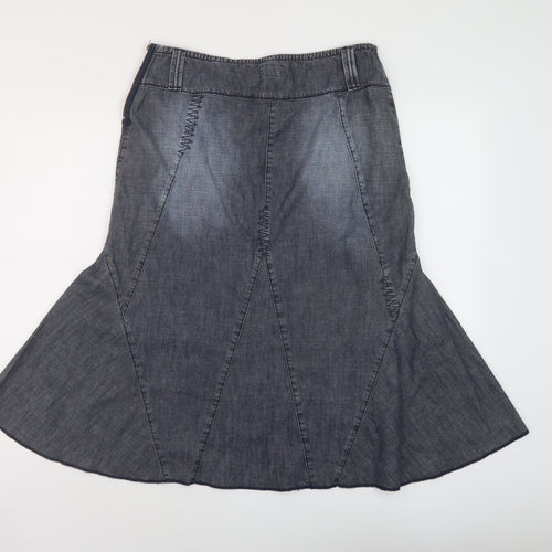 Per Una Womens Blue Cotton A-Line Skirt Size 12 Zip