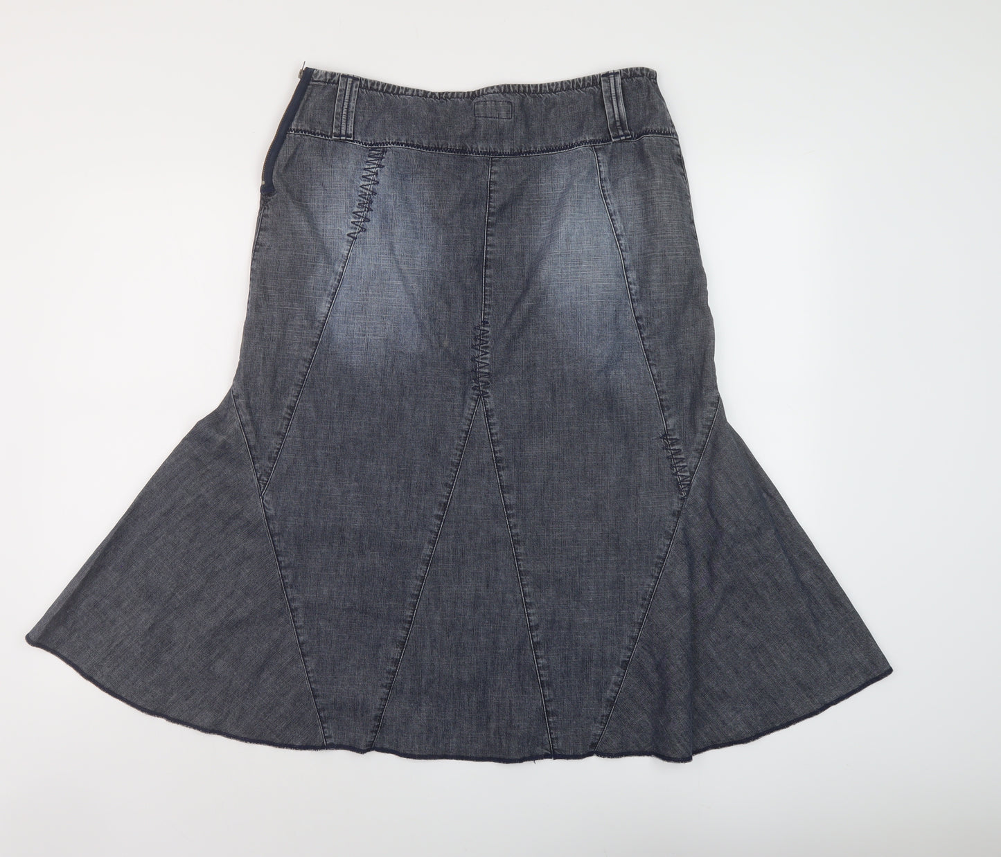 Per Una Womens Blue Cotton A-Line Skirt Size 12 Zip