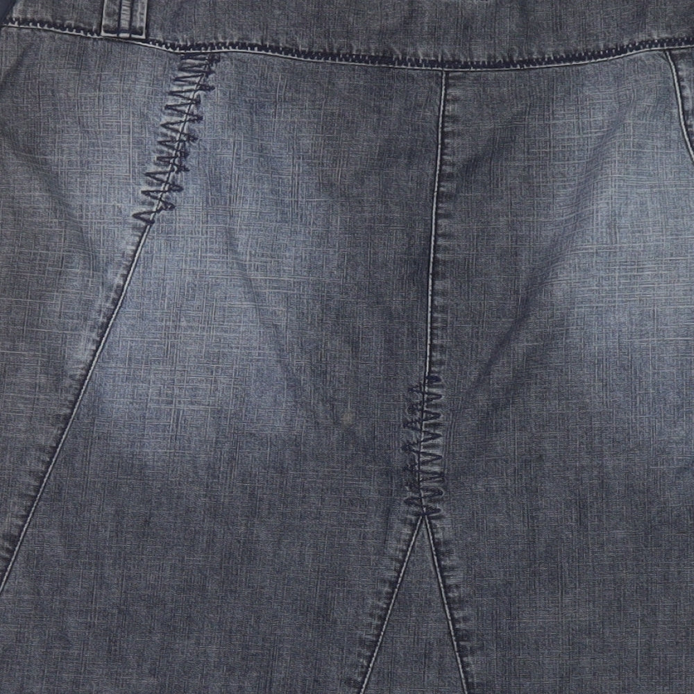 Per Una Womens Blue Cotton A-Line Skirt Size 12 Zip