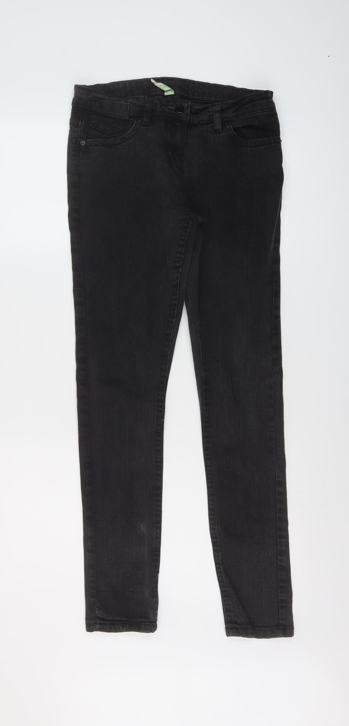 Denim & Co. Womens Grey Cotton Skinny Jeans Size 12 L30 in Regular Button