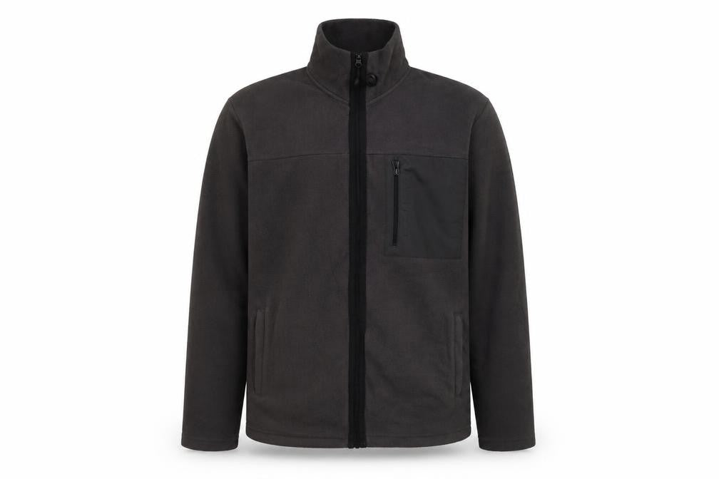 Front view of Religion men’s grey jacket, size L, zip