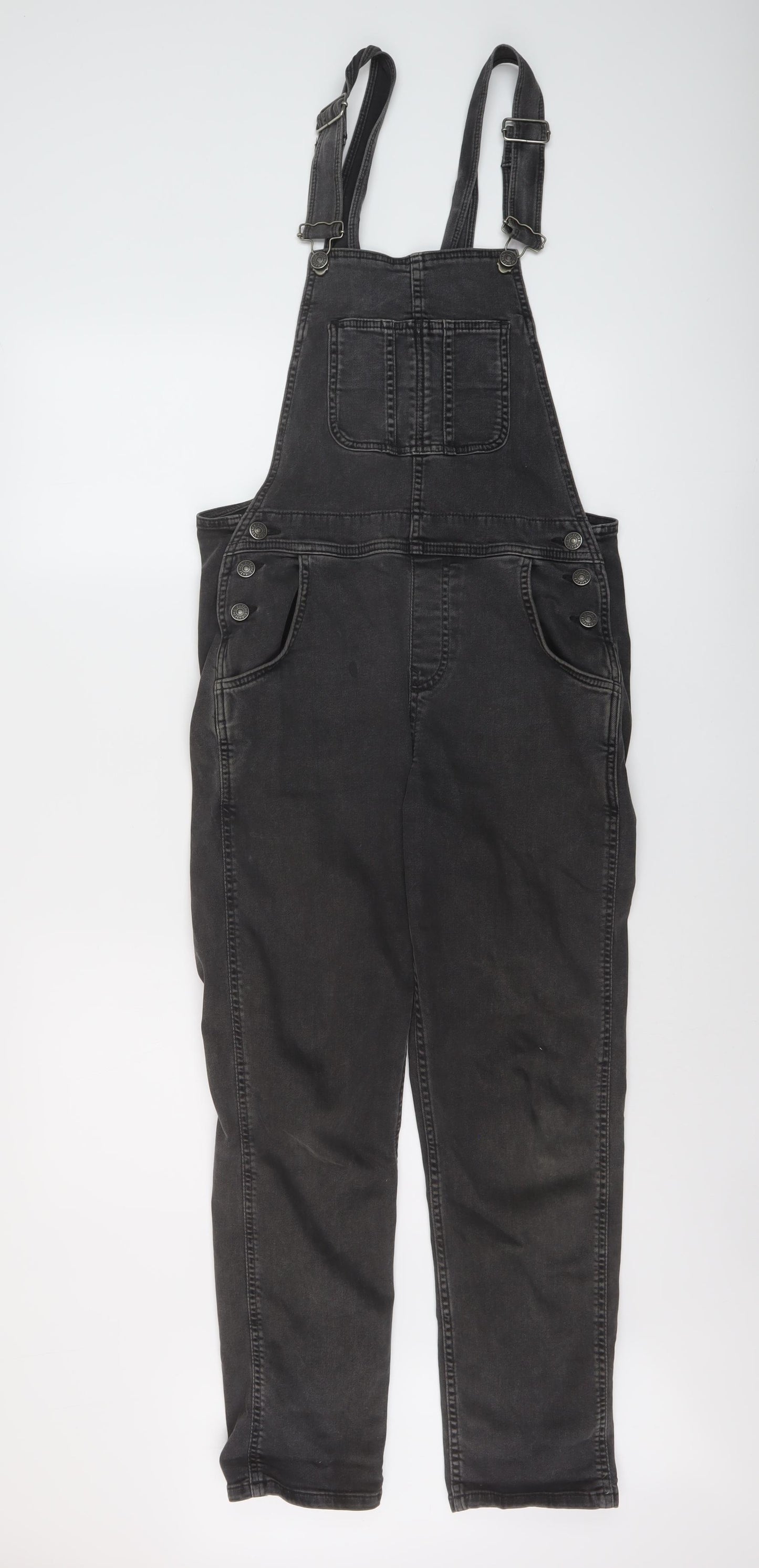 Fat Face Womens Grey Cotton Dungaree One-Piece Size 8 Buckle