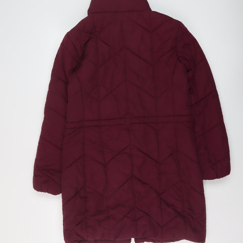 Marks and Spencer Womens Purple Quilted Coat Size 10 Zip