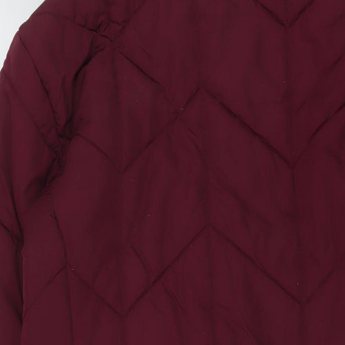 Marks and Spencer Womens Purple Quilted Coat Size 10 Zip