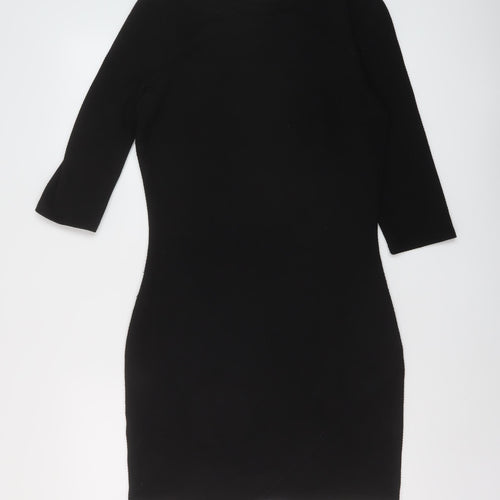 Mango Womens Black Polyester Sheath Size M Round Neck Pullover