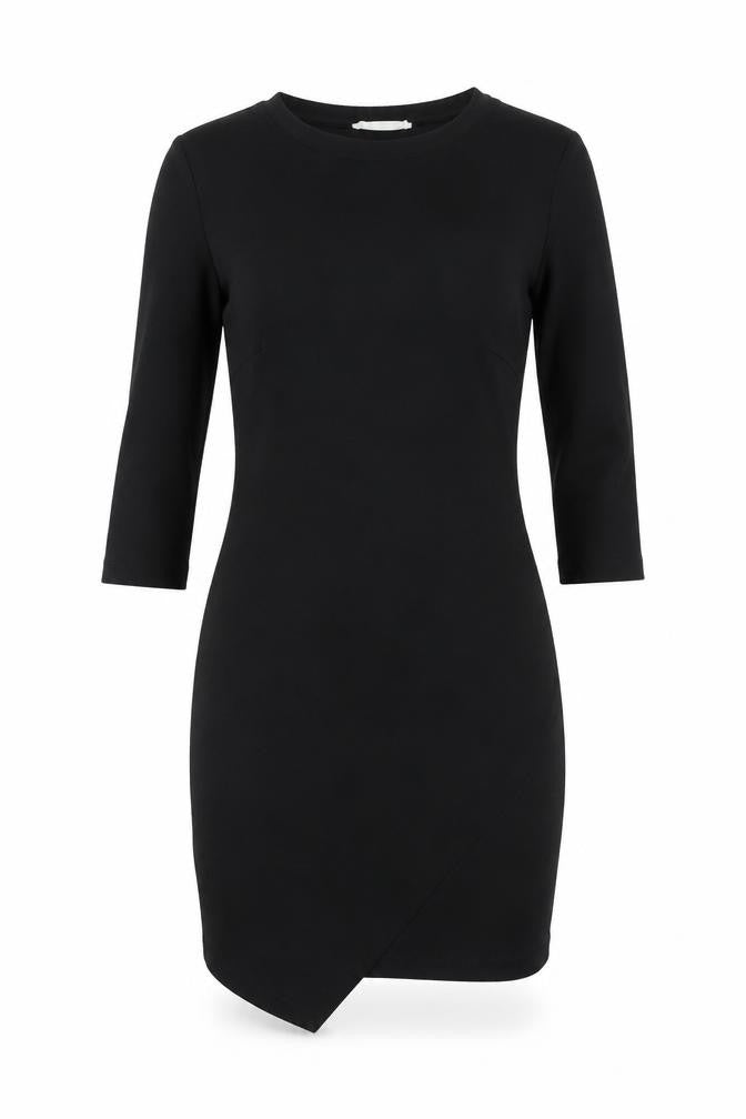 Front view of Mango women’s black polyester sheath, size M, round neck pullover