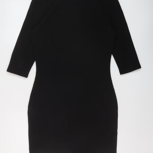 Mango Womens Black Polyester Sheath Size M Round Neck Pullover