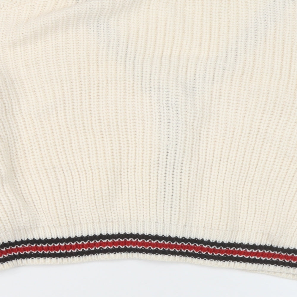 Pull&Bear Womens Ivory V-Neck Acrylic Cardigan Jumper Size XS