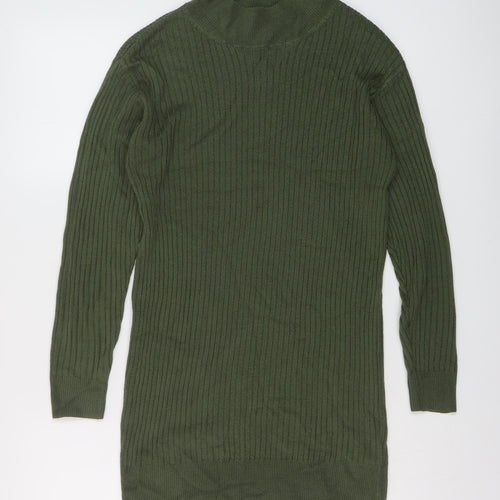 Marks and Spencer Womens Green Mock Neck Acrylic Tunic Jumper Size S