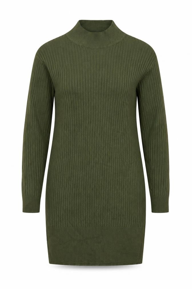Marks and Spencer Womens Green Mock Neck Acrylic Tunic Jumper Size S