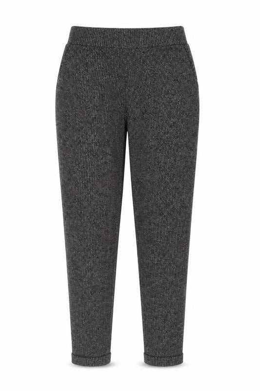 Front view of Mango women’s black polyester trousers, size S, 27-inch leg regular