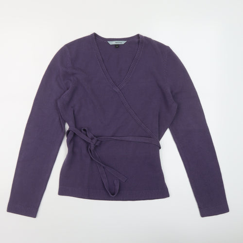 Red Herring Womens Purple V-Neck Acrylic Pullover Jumper Size 14