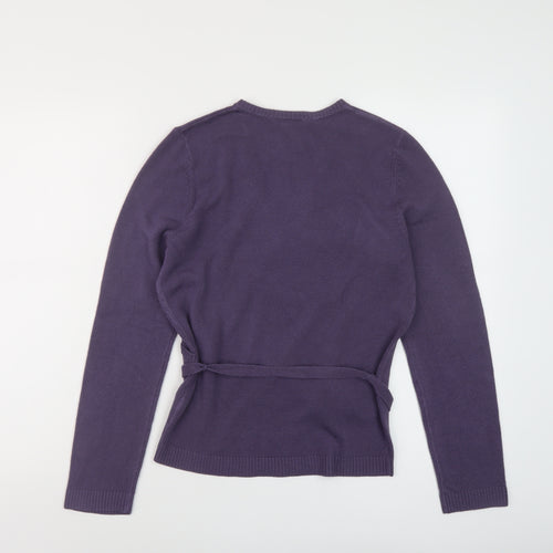 Red Herring Womens Purple V-Neck Acrylic Pullover Jumper Size 14