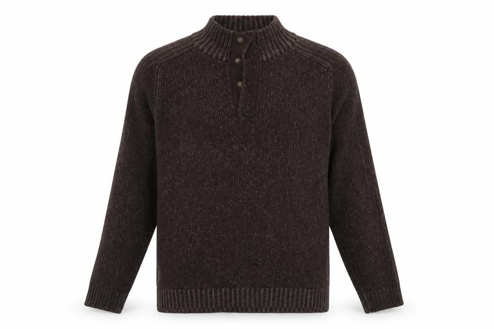 Maine Mens Brown Mock Neck Cotton Pullover Jumper Size M Long Sleeve