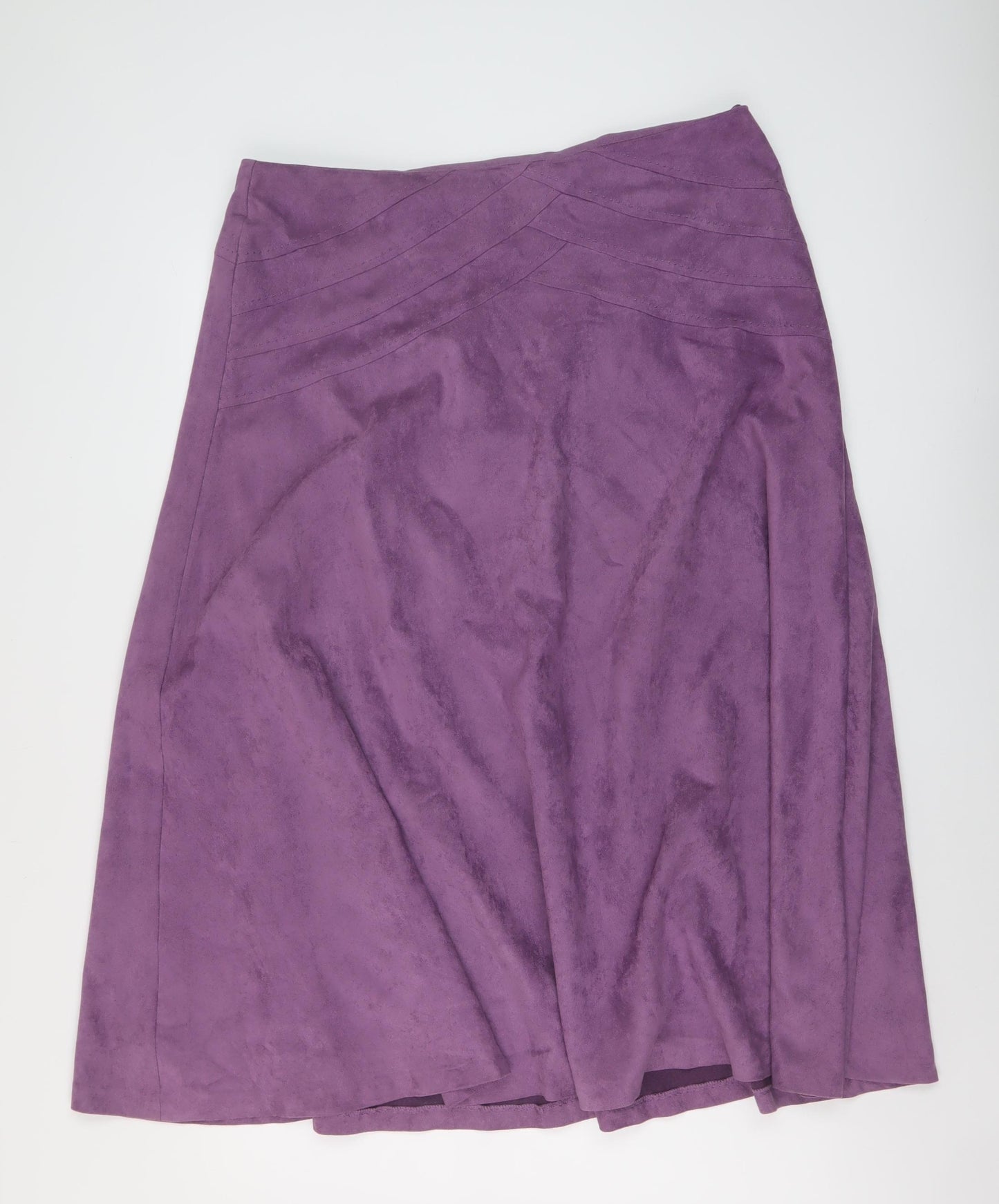 M&Co Womens Purple Polyester A-Line Skirt Size 18 Zip