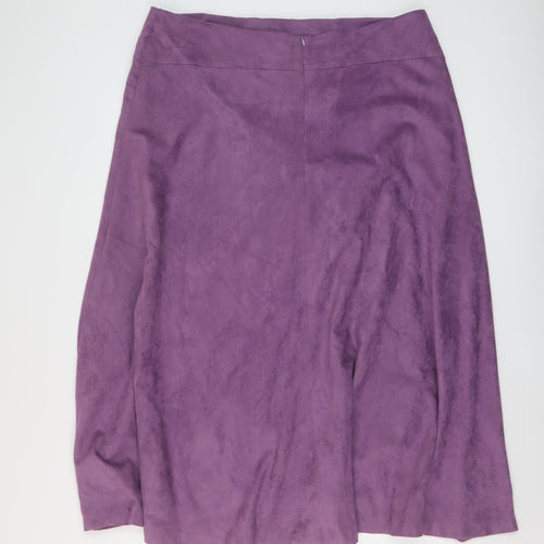 M&Co Womens Purple Polyester A-Line Skirt Size 18 Zip