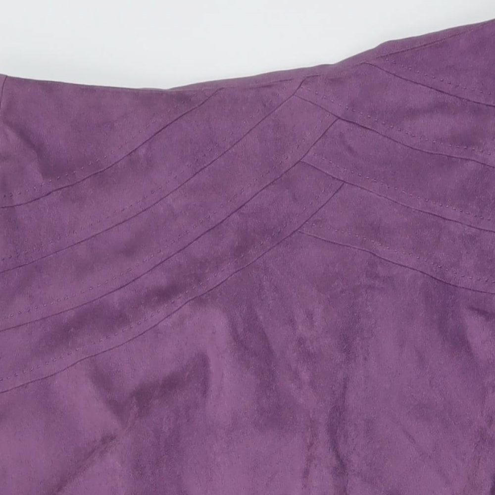 M&Co Womens Purple Polyester A-Line Skirt Size 18 Zip