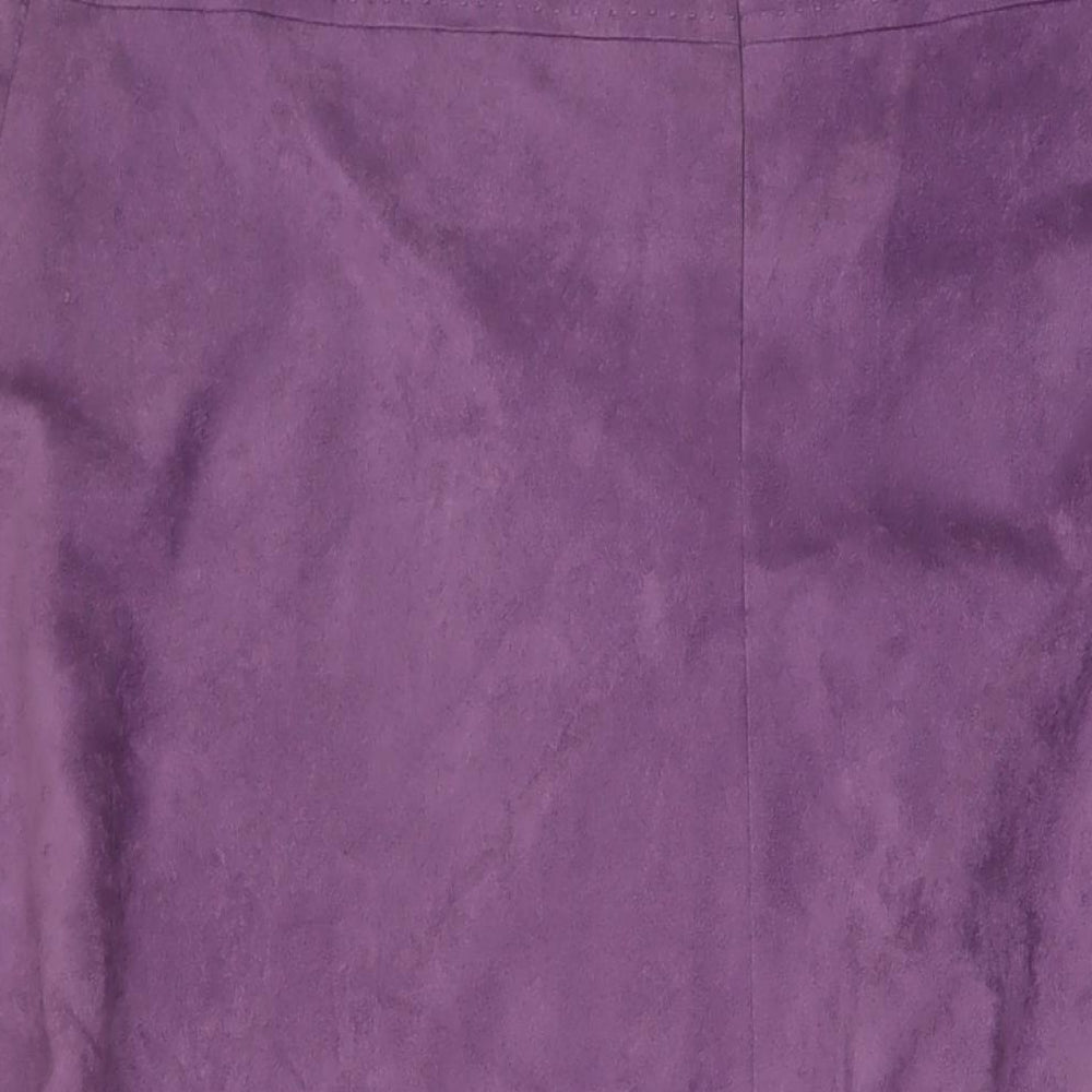 M&Co Womens Purple Polyester A-Line Skirt Size 18 Zip