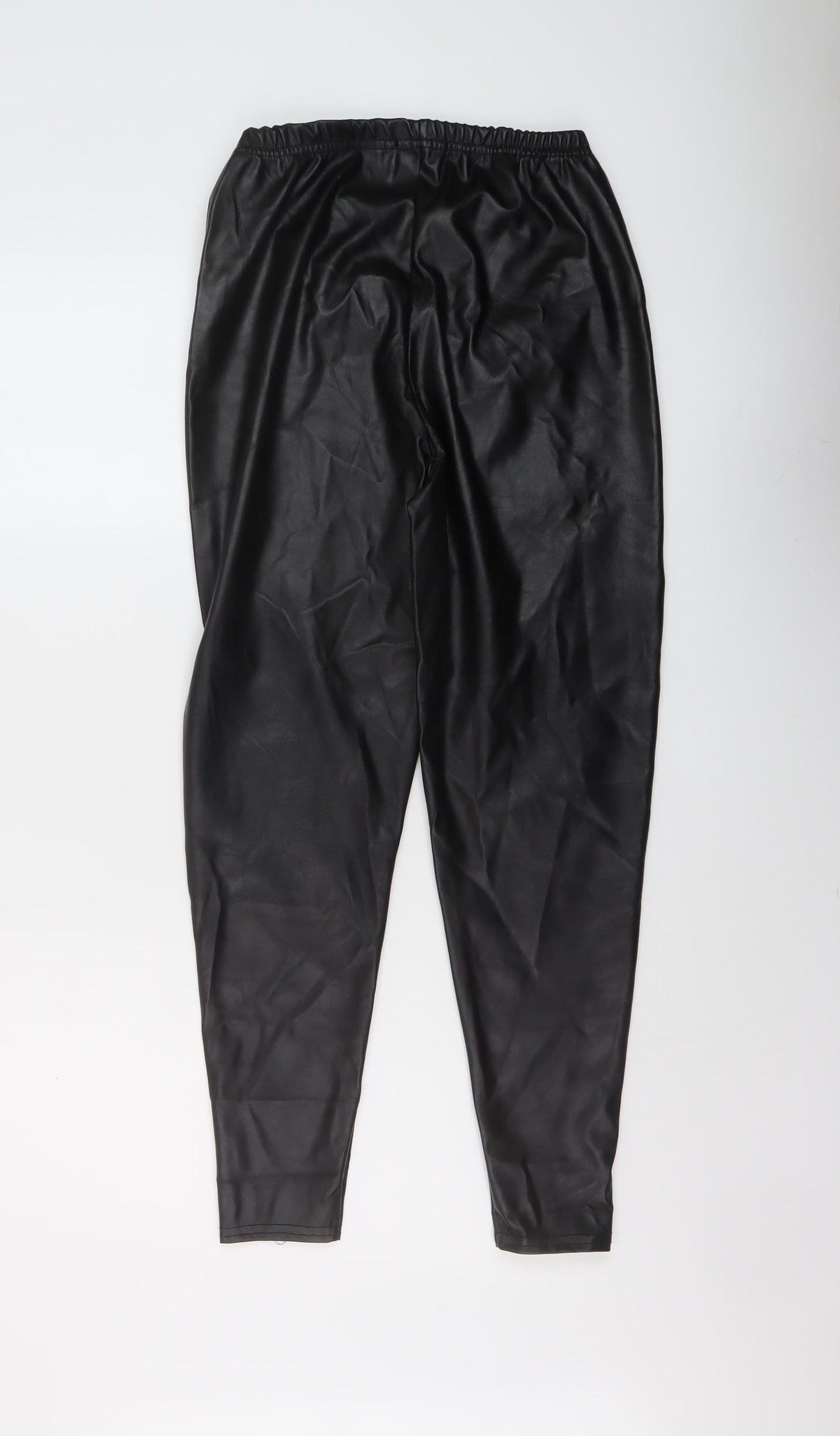 PRETTYLITTLETHING Womens Black Polyester Jegging Trousers Size 12 L26 in Regular