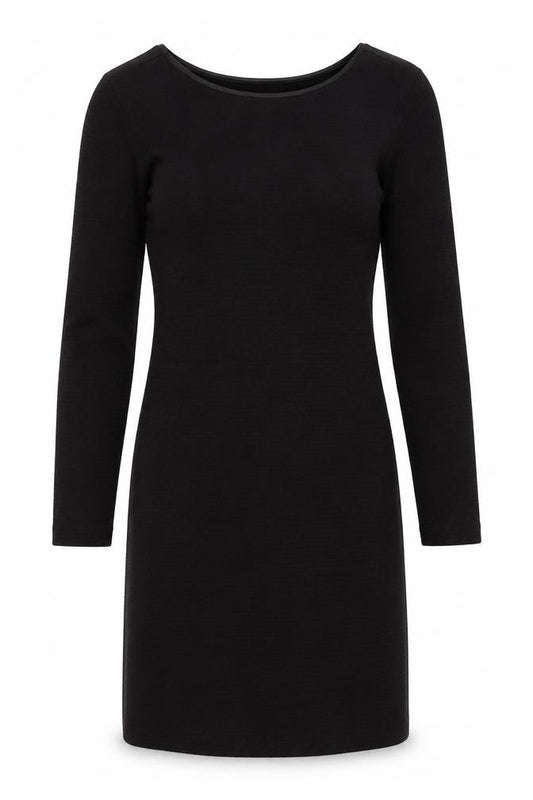 Front view of Mango women’s beige polyester bodycon, size S, round neck pullover