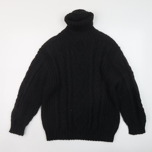 Monkli Womens Black Roll Neck Polyester Pullover Jumper Size XS