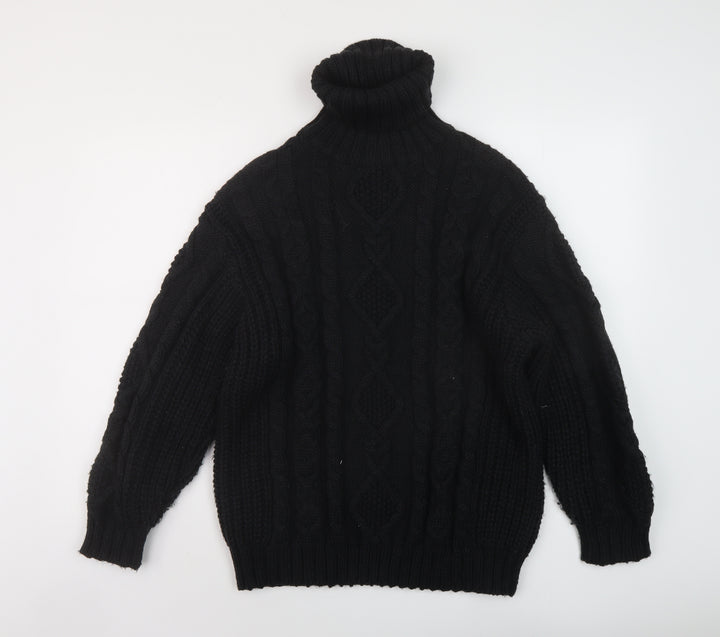 Monkli Womens Black Roll Neck Polyester Pullover Jumper Size XS
