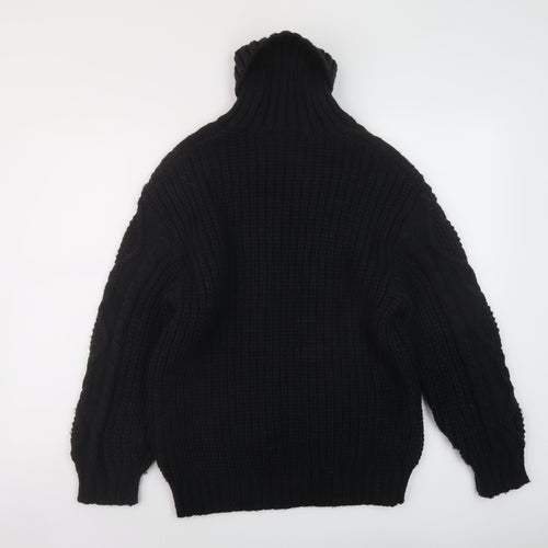 Monkli Womens Black Roll Neck Polyester Pullover Jumper Size XS