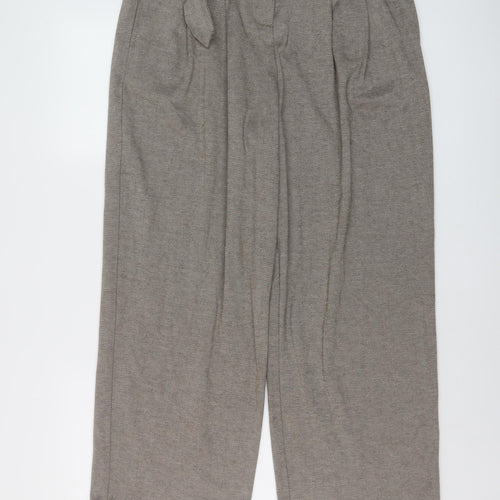VILA Womens Beige Herringbone Polyester Trousers Size 30 in L27 in Regular Button