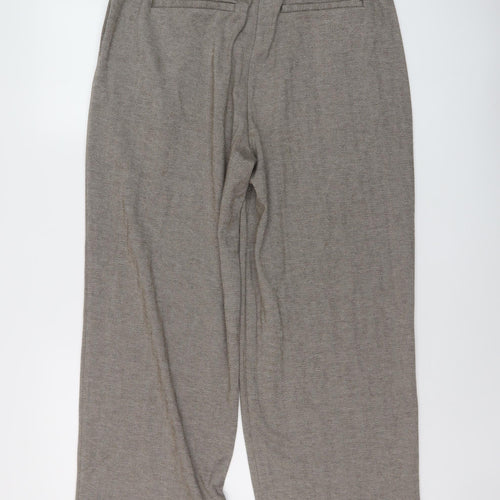 VILA Womens Beige Herringbone Polyester Trousers Size 30 in L27 in Regular Button