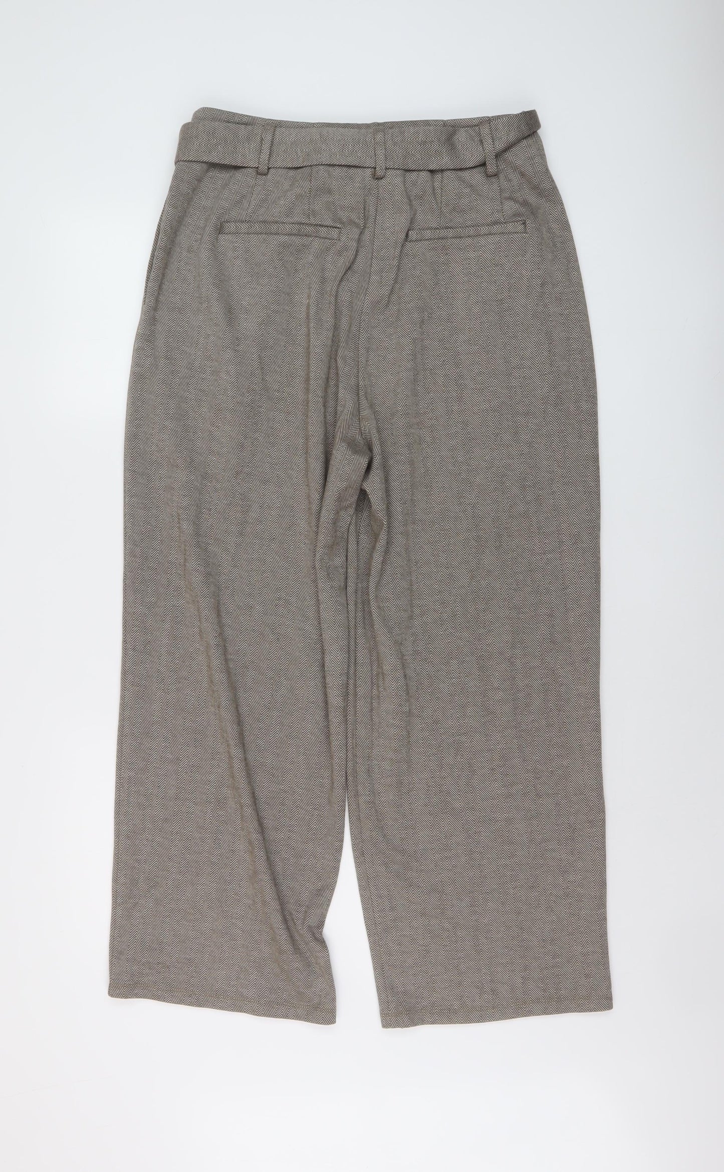 VILA Womens Beige Herringbone Polyester Trousers Size 30 in L27 in Regular Button