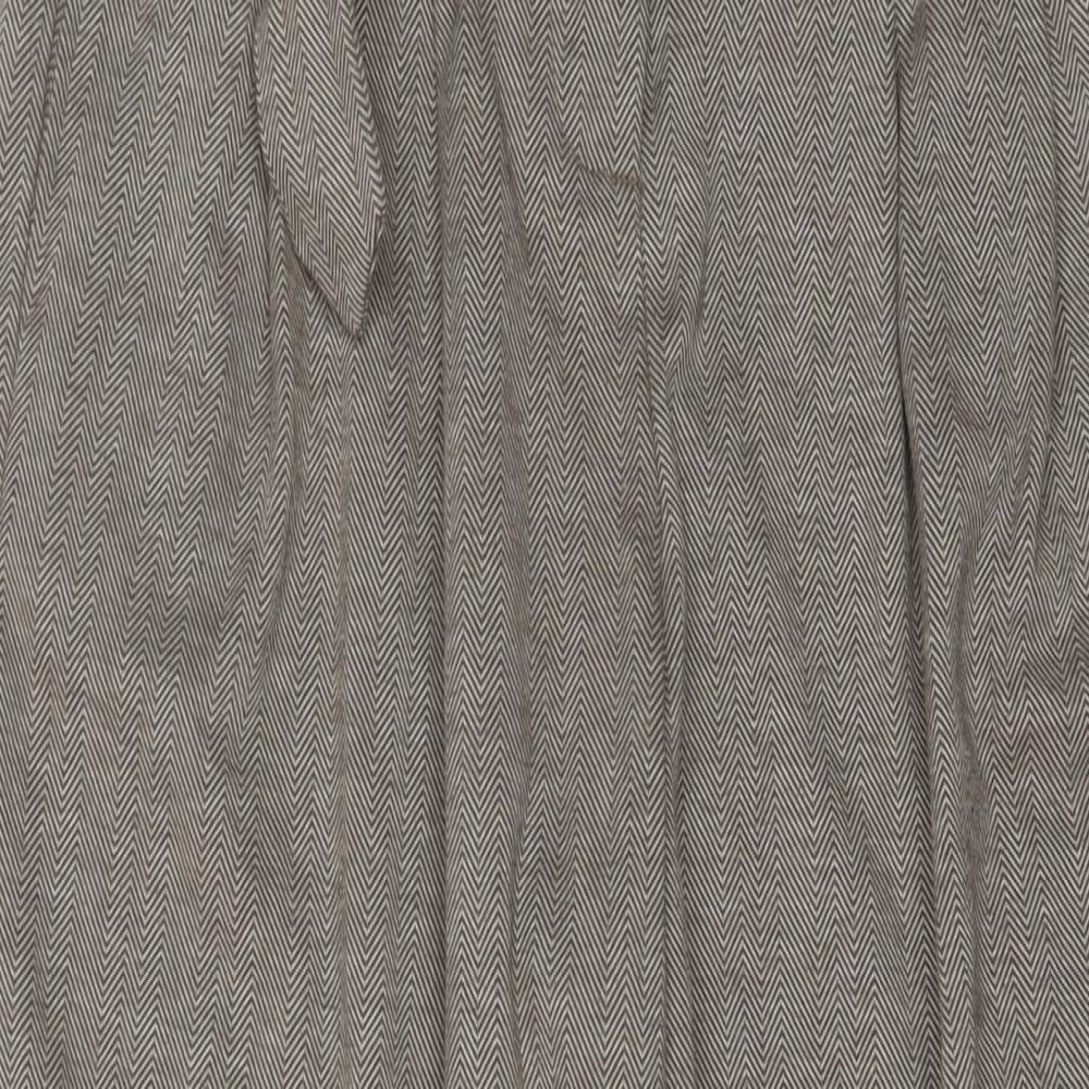 VILA Womens Beige Herringbone Polyester Trousers Size 30 in L27 in Regular Button