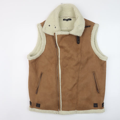 Capsule Womens Brown Gilet Waistcoat Size 24 Zip