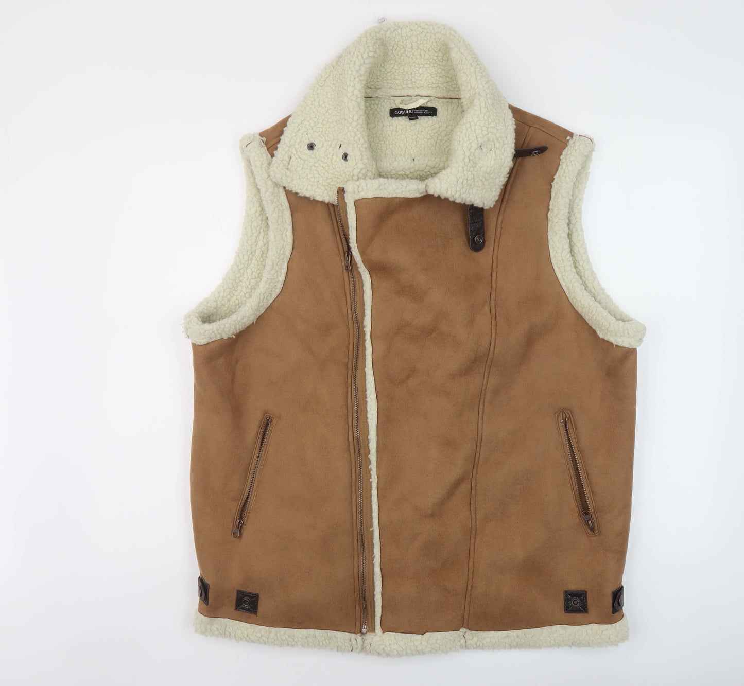 Capsule Womens Brown Gilet Waistcoat Size 24 Zip