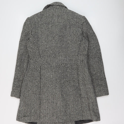 BHS Womens Black Herringbone Pea Coat Coat Size 10 Button