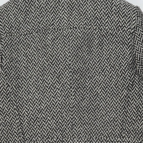 BHS Womens Black Herringbone Pea Coat Coat Size 10 Button