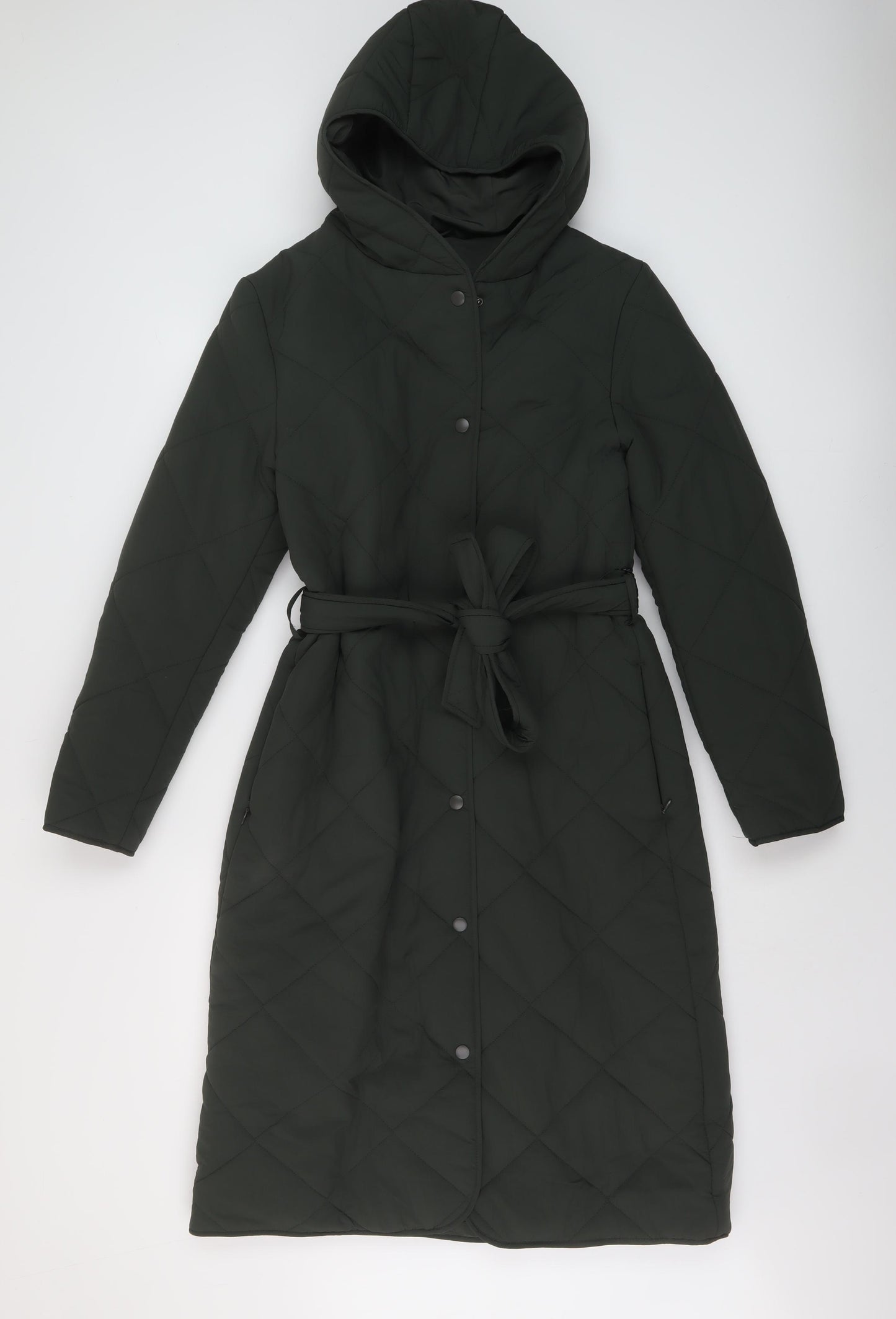 Marks and Spencer Womens Green Quilted Coat Size 8 Zip
