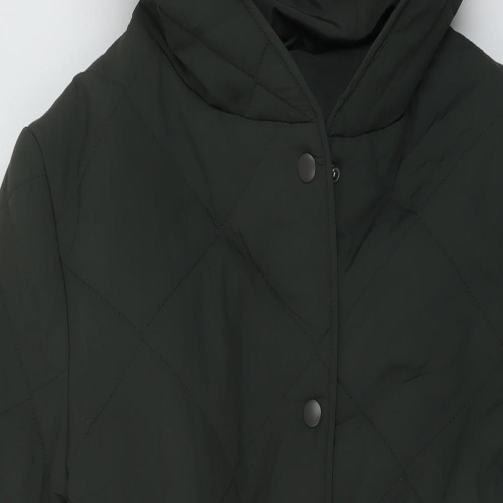 Marks and Spencer Womens Green Quilted Coat Size 8 Zip