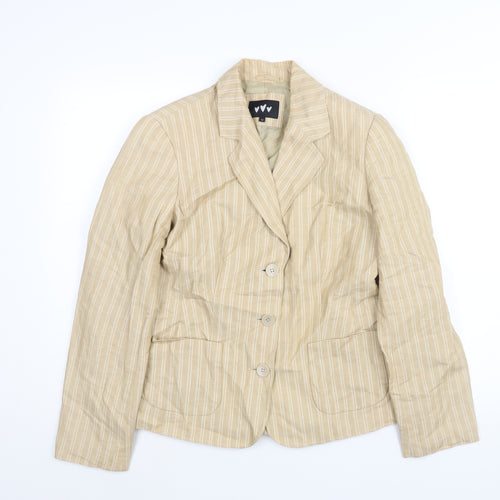 Per Una Womens Beige Striped Jacket Blazer Size 12 Button