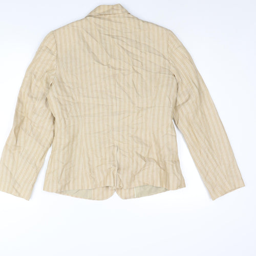 Per Una Womens Beige Striped Jacket Blazer Size 12 Button